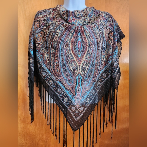 India Bohemian Paisley Fringe Shawl Cotton - Picture 9 of 9
